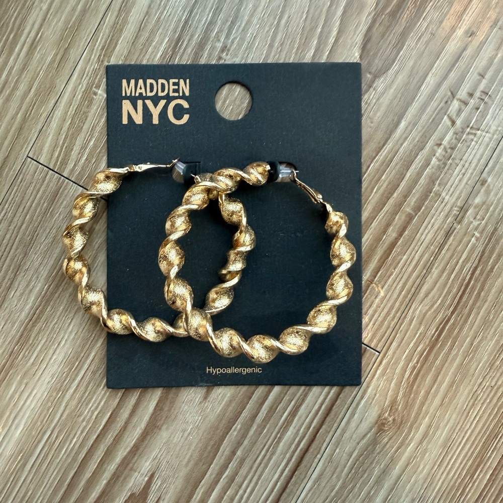 NWT Madden NYC Gold-Tone Twist Hoops